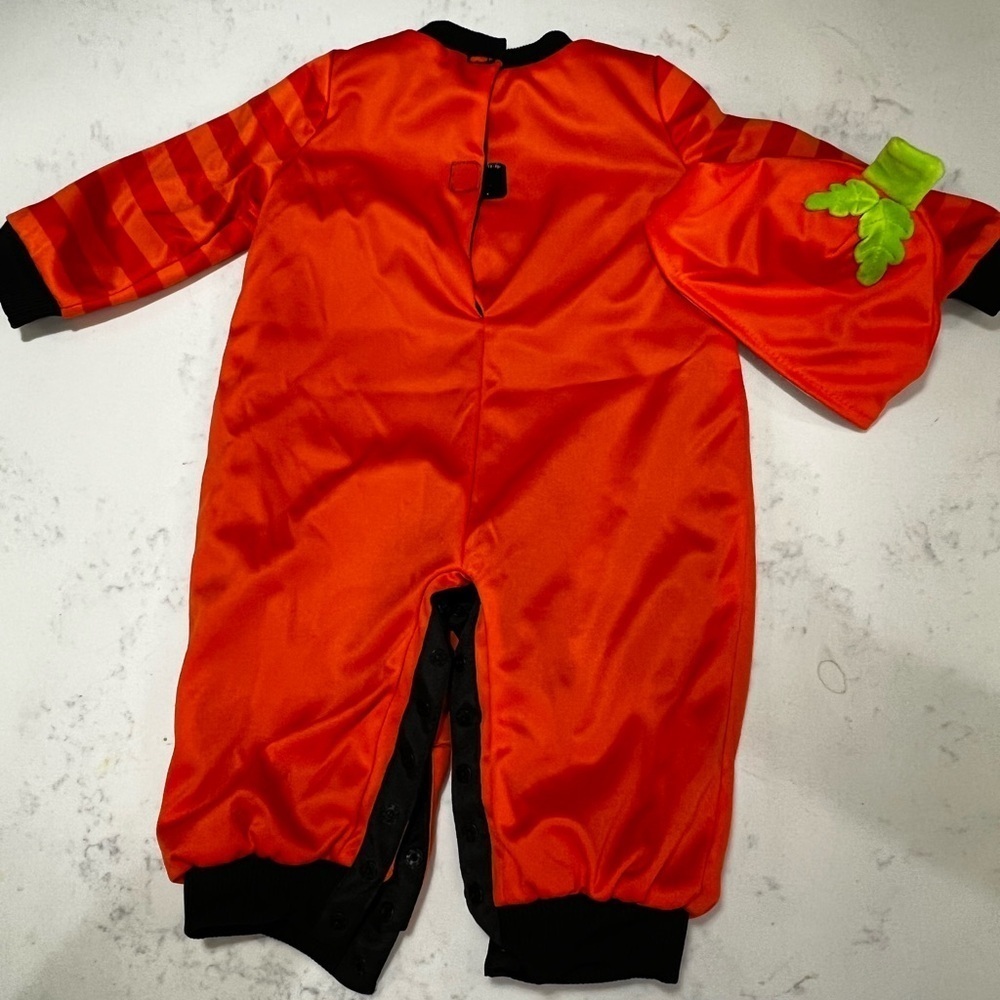 ORANGE AND BLACK PUMPKIN AND SKELATON REVERSIBLE COSTUME FOR KIDS - Picture 12 of 12